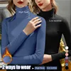 2025 Hot Fleece-Lined Slimming /Turtle Neck Top Women's Versatile Solid Color Long Sleeve T-Shirt Base Layer Autumn Winter 2