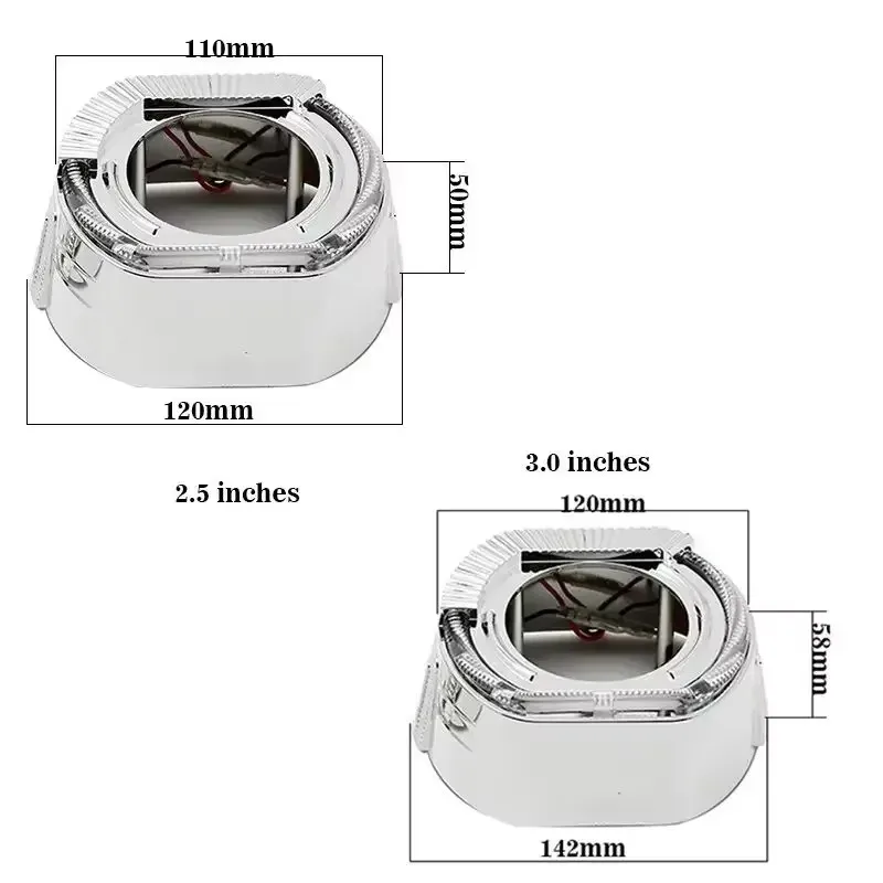 Car Headlight shrouds 2.5 Inch 3 Inch integrated Shroud Cover LED Angel Eyes for Projector Lens Headlight Decoration Accessories