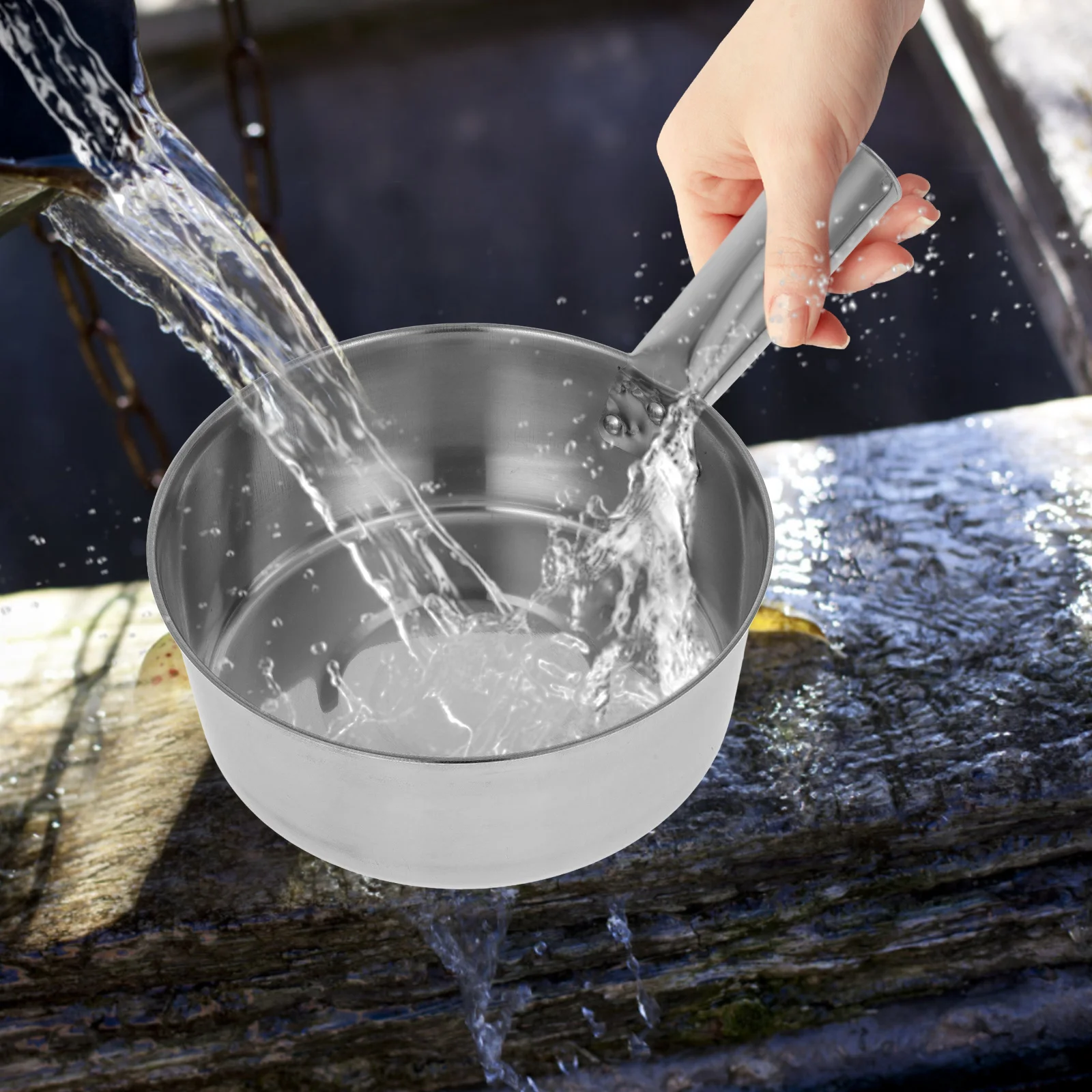 Large Capacity Thickened Stainless Steel Water Ladle Long Handle Scoop Kitchen Tool Water Scoop Replacement Dining Bar Soup