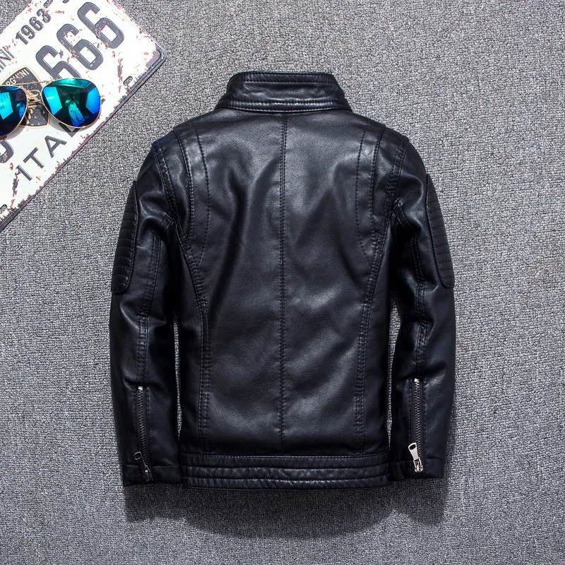 Kids Jackets Winter Children GENUINE PU Leather Jacket Zipper Boy'S Rivets Fashion Kids Spring Jacket Clothes Solid Outerwear Coats 2-16Y