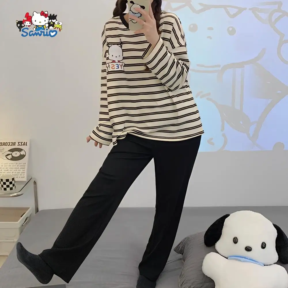 

Cartoon Sanrio Pachacco Nightdress Autumn and Winter Cotton Leisure Long Sleeved Round Neck Pajamas Cute Giris Household Clothes