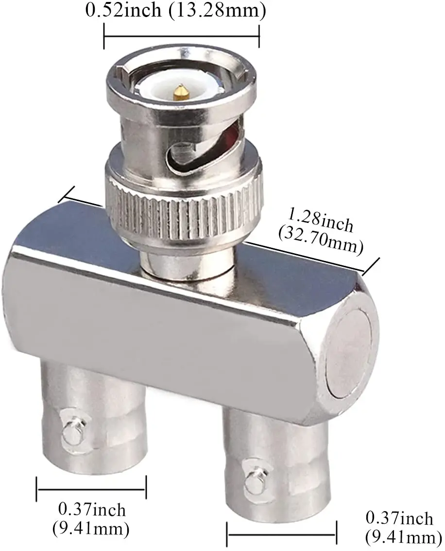 X20 Adaptateur BNC T 1 Prise Male Vers 2 Femelles Coaxial Dou
