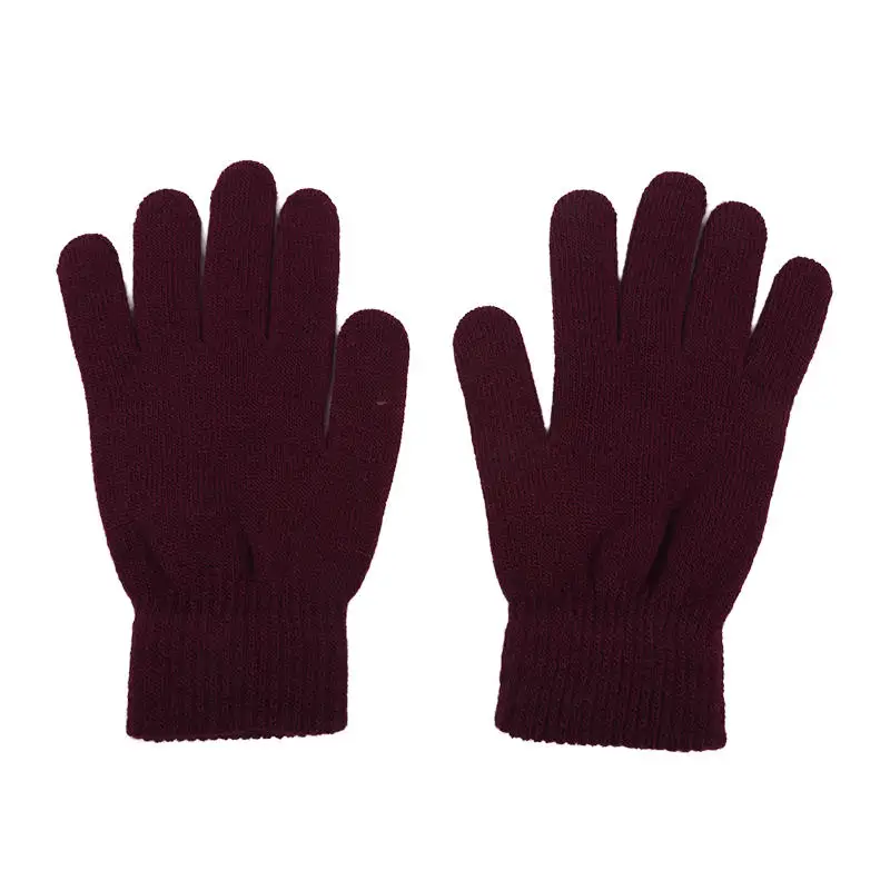 Winter Warm Gloves Five Fingers Touch-screen Knitted Thick Outdoor Cycling Students Windproof Finger Covers