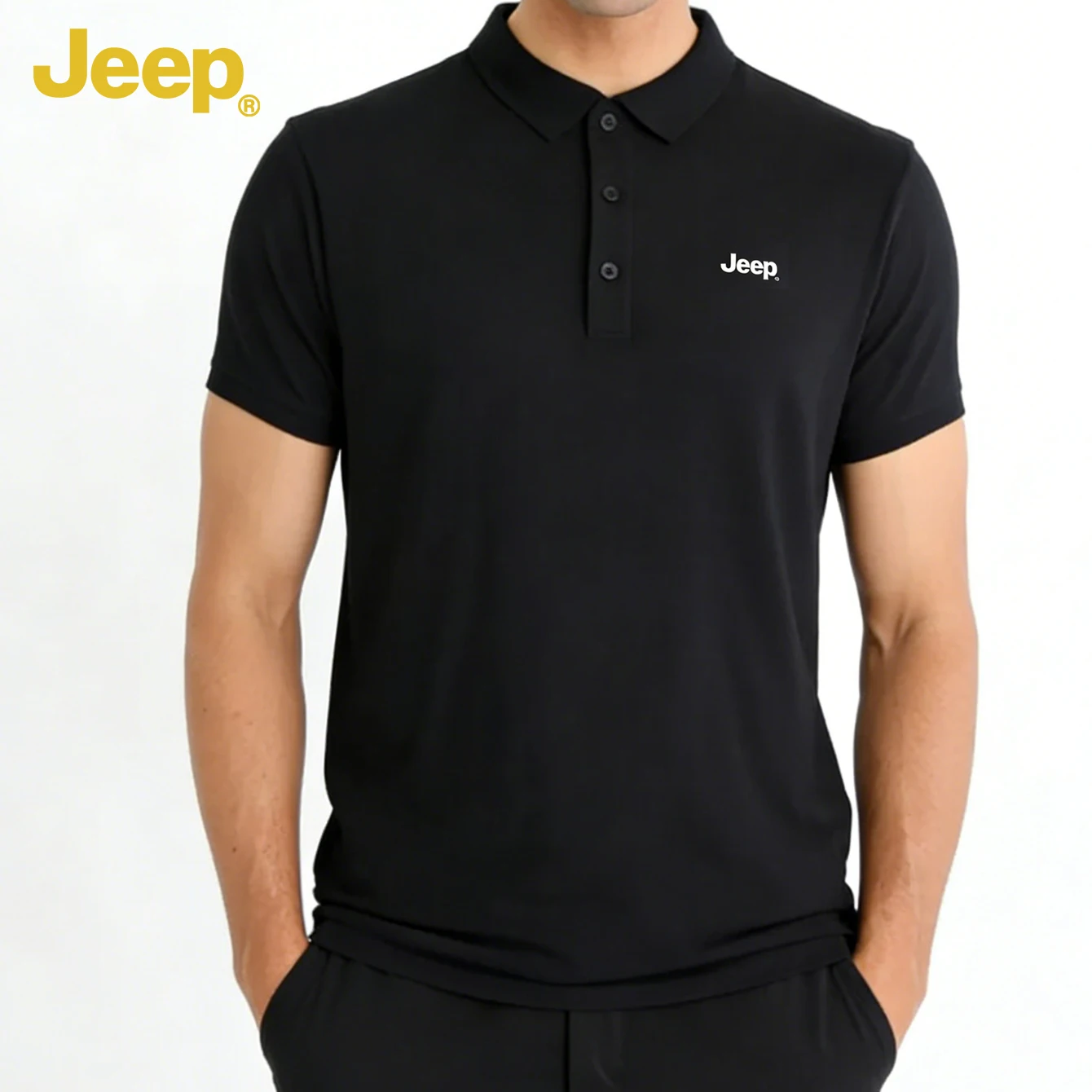 Jeep 남성용 폴로 반팔 스포츠 티셔츠 통기성 야외 러닝 트레이닝 티셔츠 JPCM2588-1
