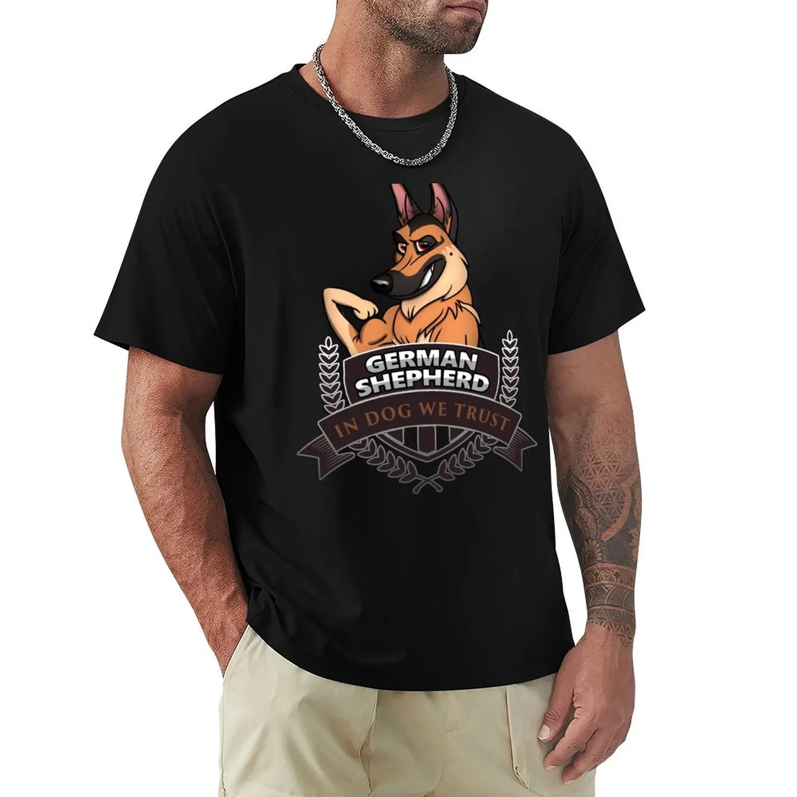

German Shepherd - In dog we trust T-shirt customs anime clothes sports fans Men's t-shirts