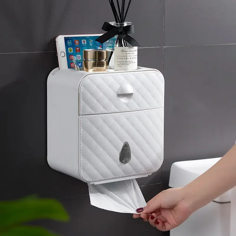 

Wall Mounted Toilet Roll Holder Paper Towel Holder Waterproof Wc Roll Paper Stand Case Tube Storage Box Bathroom Accessories