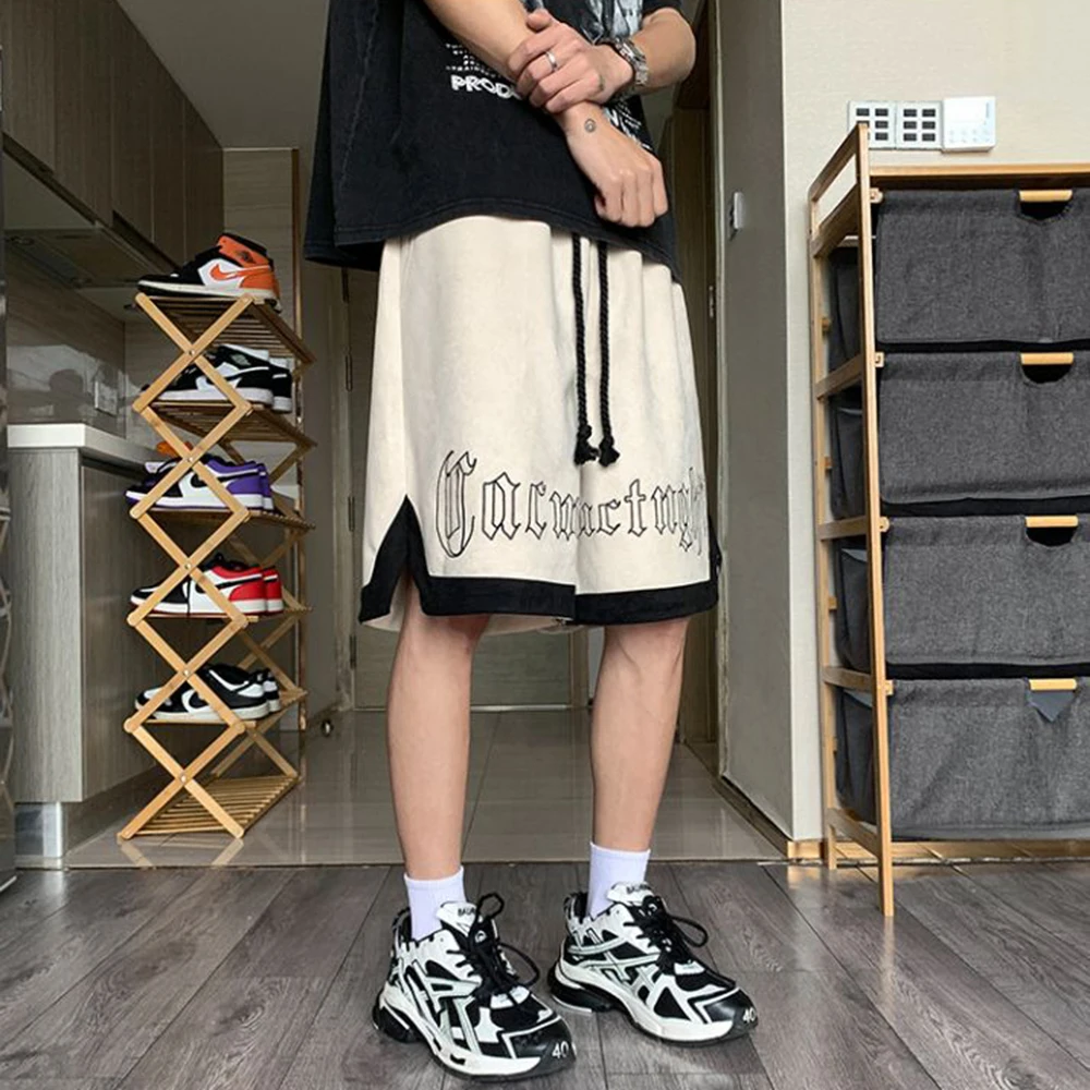 Suede Shorts Men's Summer Chicano American Style High Street Tide Brand Basketball Sports Pants Tatoo Casual Five-point Pants