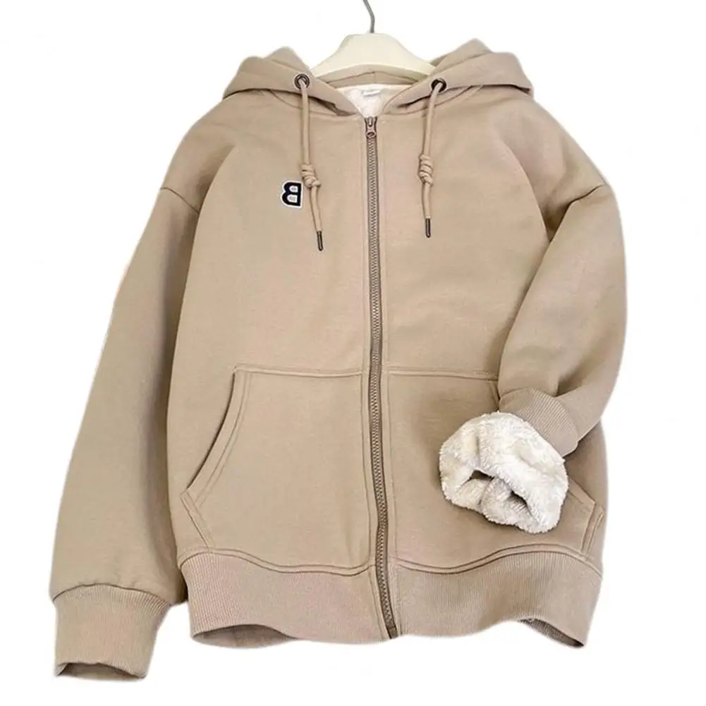 

Hooded Sherpa Sweatshirt Cozy Unisex Hoodie Coat with Plush Pockets Warm Stylish Jacket for Women Men in Fall/winter