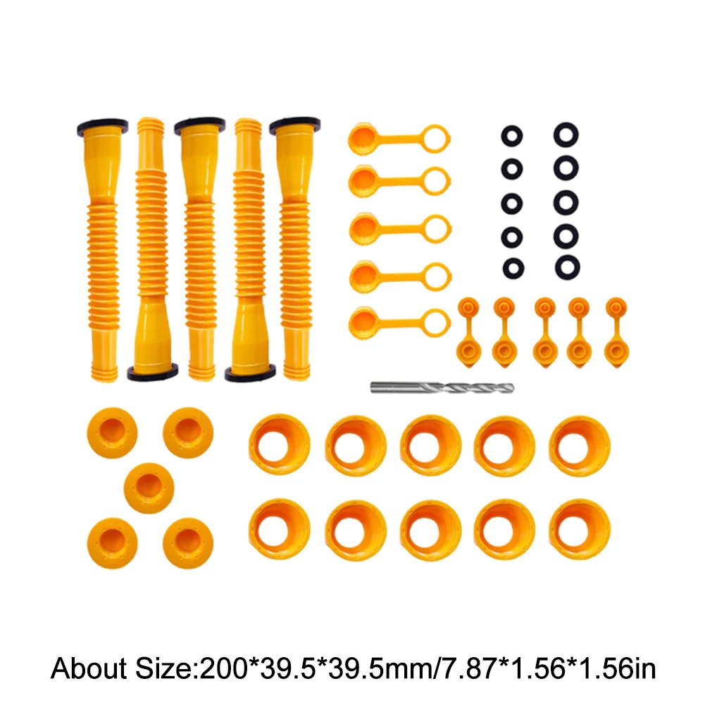 Gas Can Nozzle with Screw Collar Caps Anti Spill Gas Can Vent Replacement Spouts for Most 1/2/5/10 Gal 1/3/4/5 Set