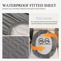Safe Waterproof Mattress Cover Protector Soft Comfortable Breathable Printing Bedding Mattress Bed Cover Fitted Machine Washable 6
