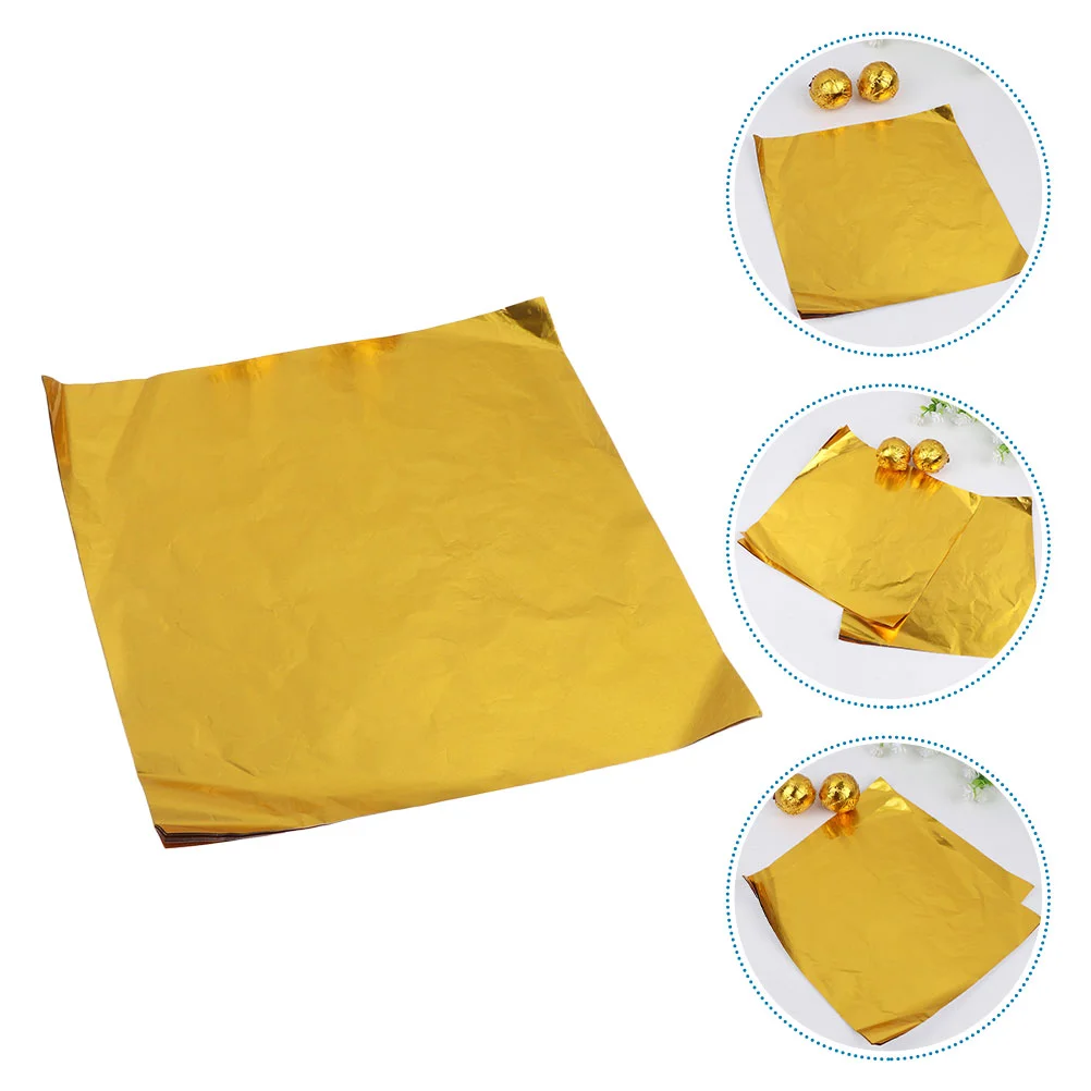 

100 Pcs Chocolate Wrappers Packing Papers Candy Gift Packaging Gold Aluminum Foil For