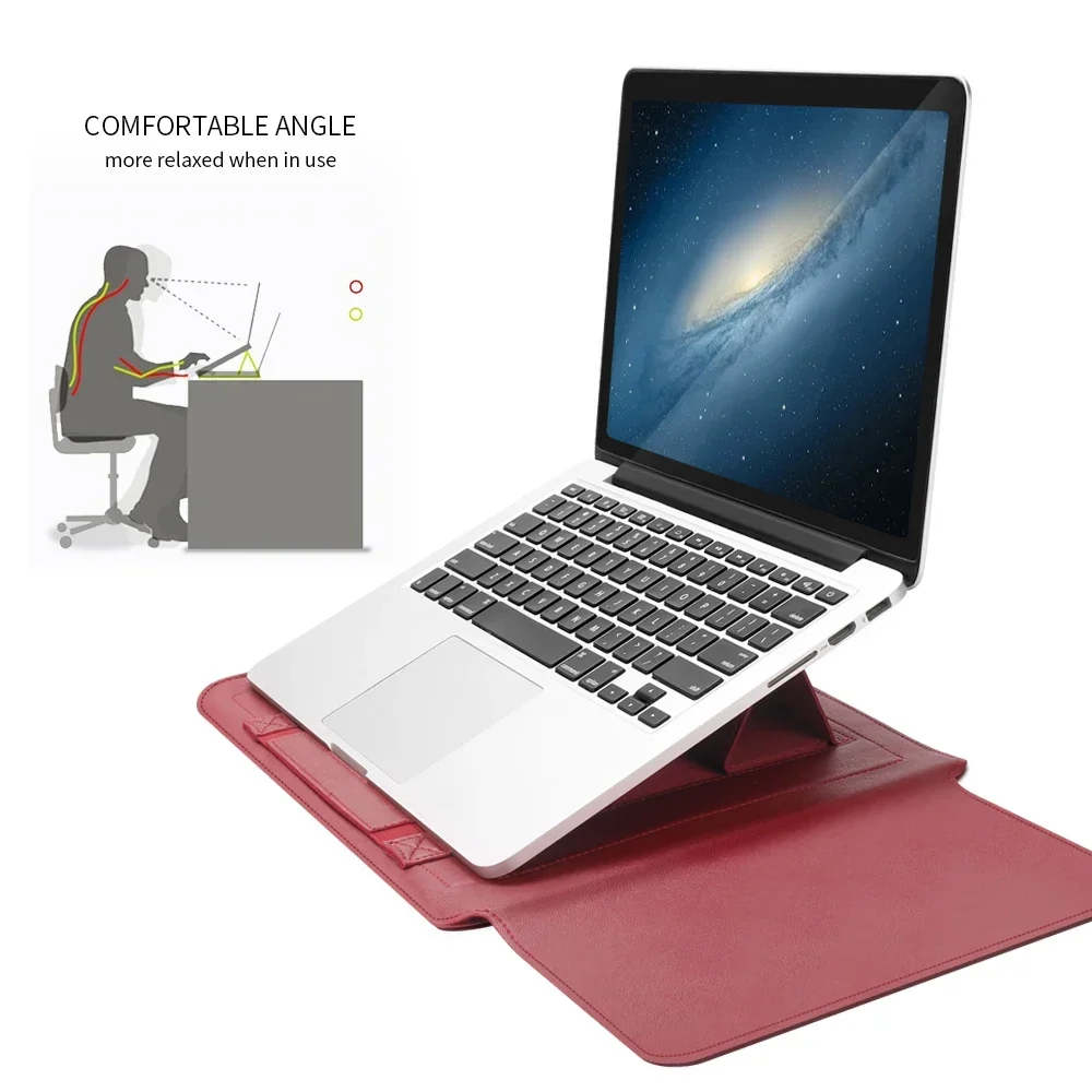 Bolsa de Couro para Laptop para Macbook Air Pro Capa de Notebook hp Dell Asus 13 m2 m1 2023 2023 14 16 2023 15.6 17 Polegada pu - Imagem 4