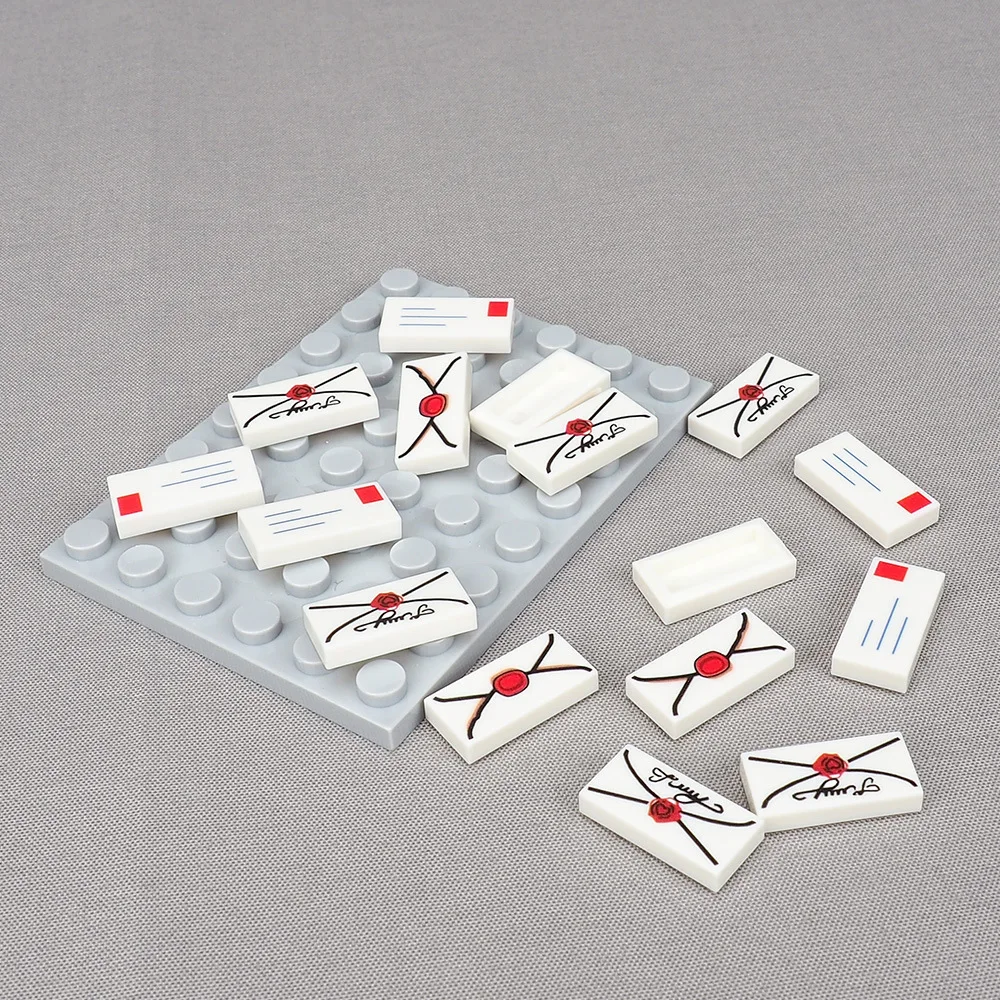 MOC 10PCS 인쇄 3069 봉투 패턴 빌딩 블록 키트 우체국 사서함 장비 벽돌 입자 교육 장난감 선물
