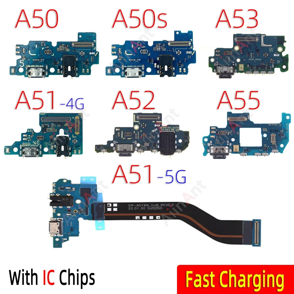 USB микрофон зарядное устройство зарядное устройство разъем быстрой зарядки порт Flex кабель для Samsung Galaxy оригинальные запасные части для телефона For Samsung A50 A50S A51 A52 A52s A53 A54 A55 4G 5G