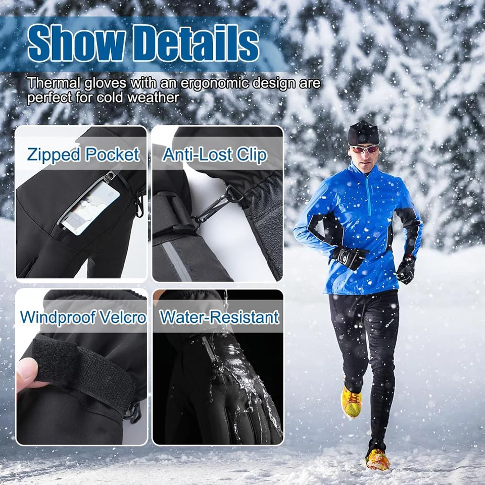 Winter Ski Gloves 3M Cold Resistant Sheep Waterproof Ten Fingers Touch Screen Gloves Thickened Anti-slip Riding Gloves Men Women 3