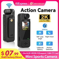 Null 1.3 inch 2K WiFi Mini Sports Camera Portable Digital Video Recorder Infrared Night Vision 128G TF BodyCam Police Camcorder