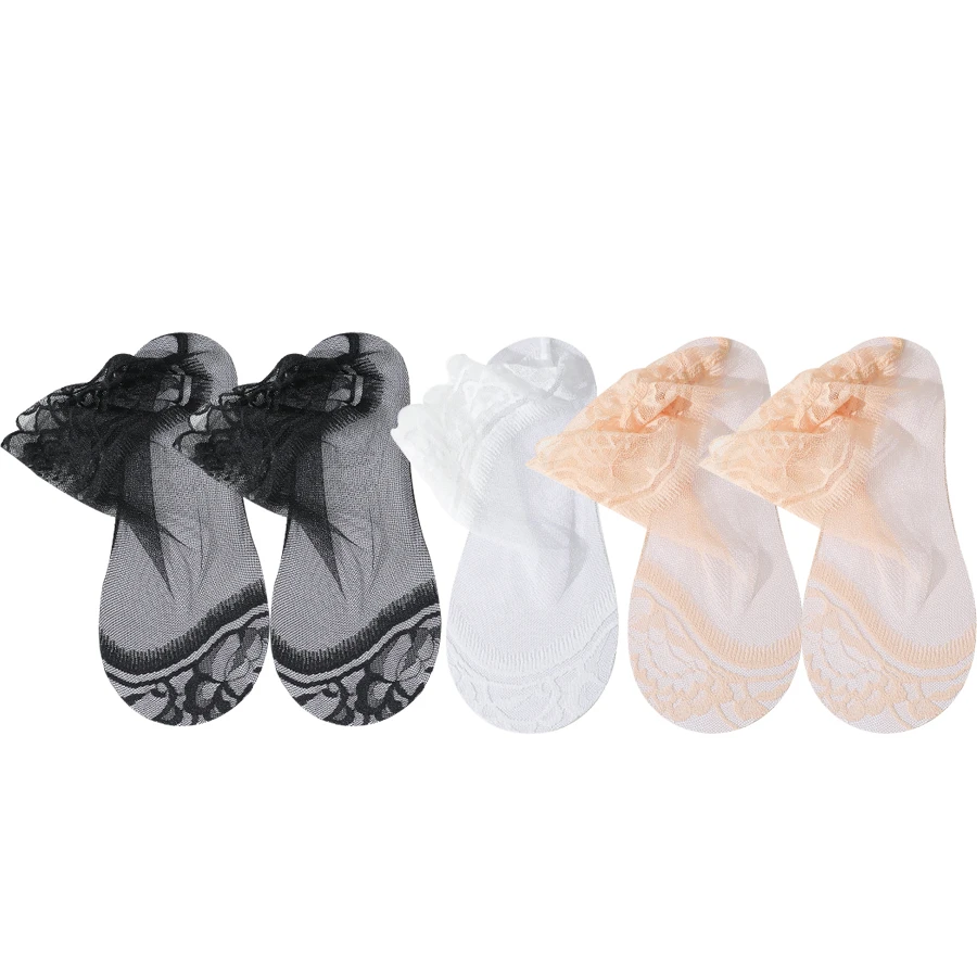 المرأة قصيرة أنبوب قارب الجوارب لطيف بلون القطن وح...