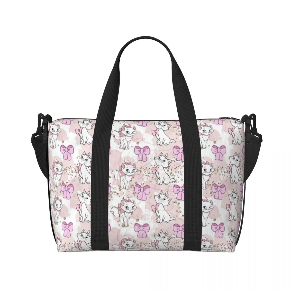 Custom Marie Cat Cartoon Pattern Groceries Tote Shopping Bags Women Large Capacity Beach Gym Travel Bags 2