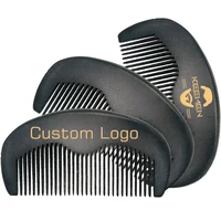 50 Pieces/Lot Customized Logo Beard Comb Black Wooden Comb for Hair Beard Mustach Pocket Size 1