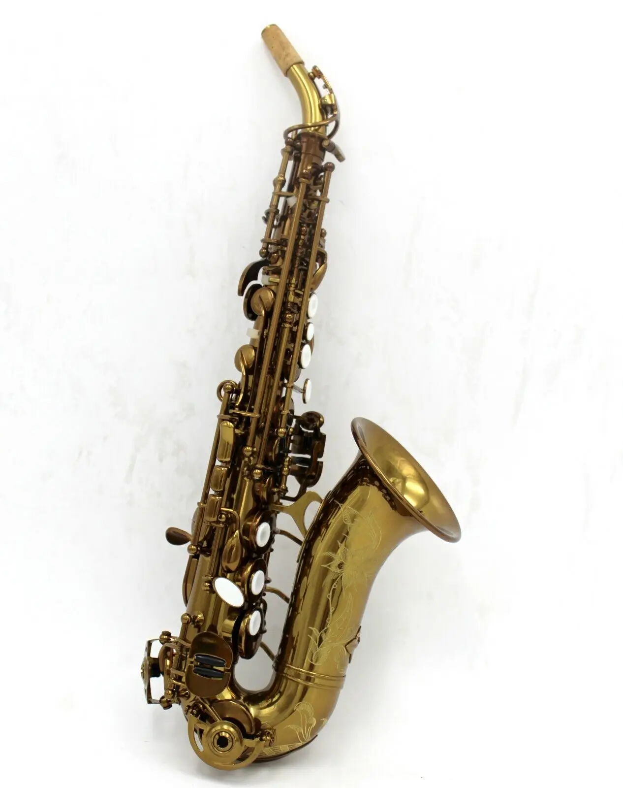 

Eastern music German style cognac curved soprano saxophone with engraving
