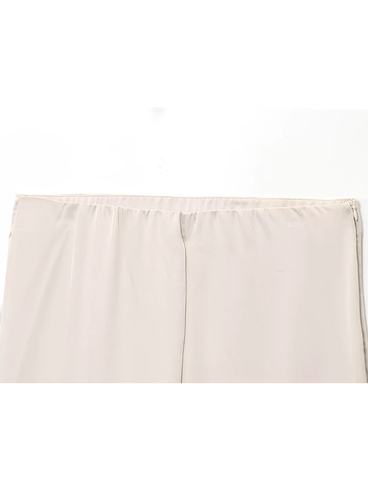 TFMLN 2025 Summer Women Elegant Strapless Loose Outfits Fashion Vintage Satin Sexy Off Shoulder Sleeveless Tops + Long Pant Set