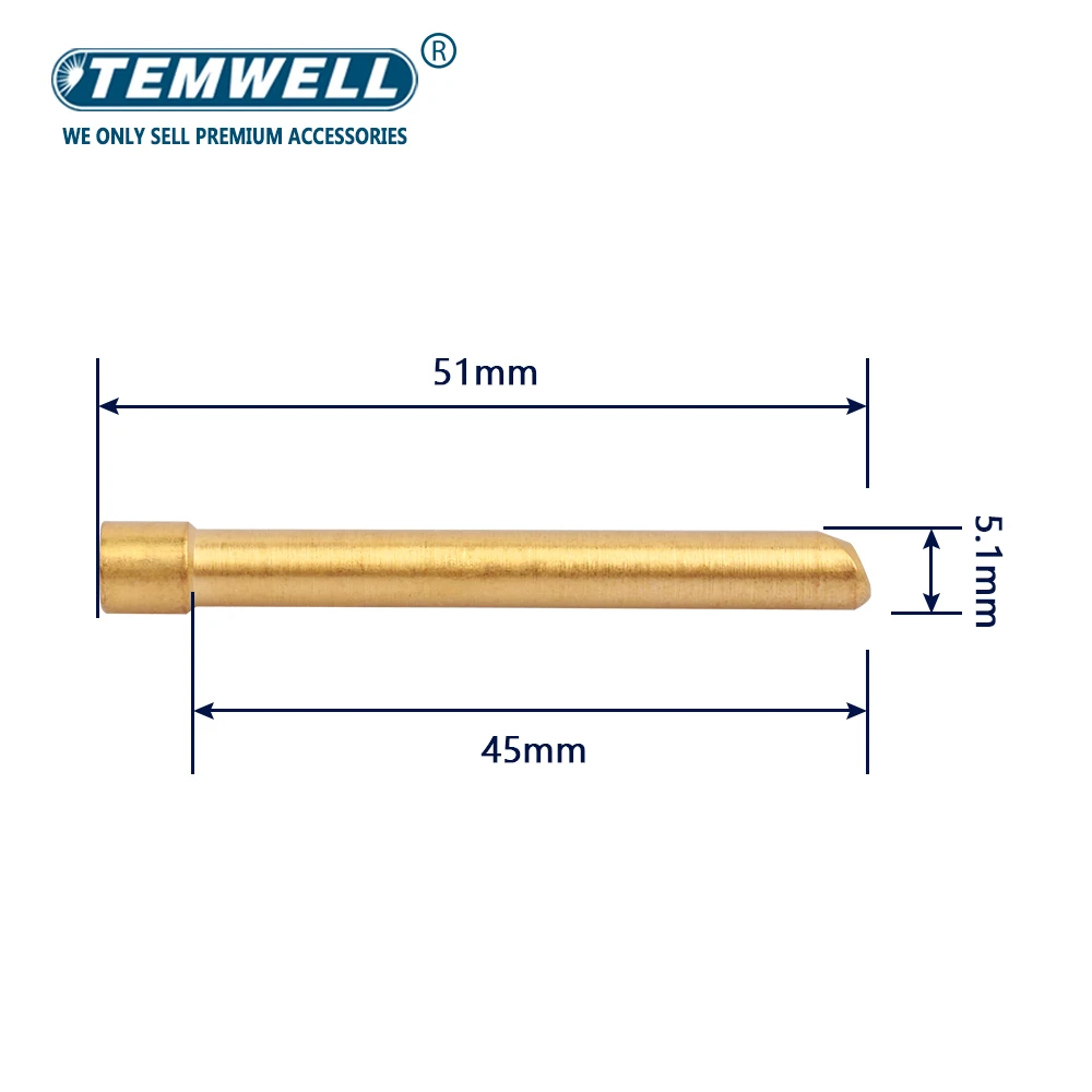 10PCS Wedge Tig Collet 50MM Length Argon Welding Consumable Tungsten Electrode C
