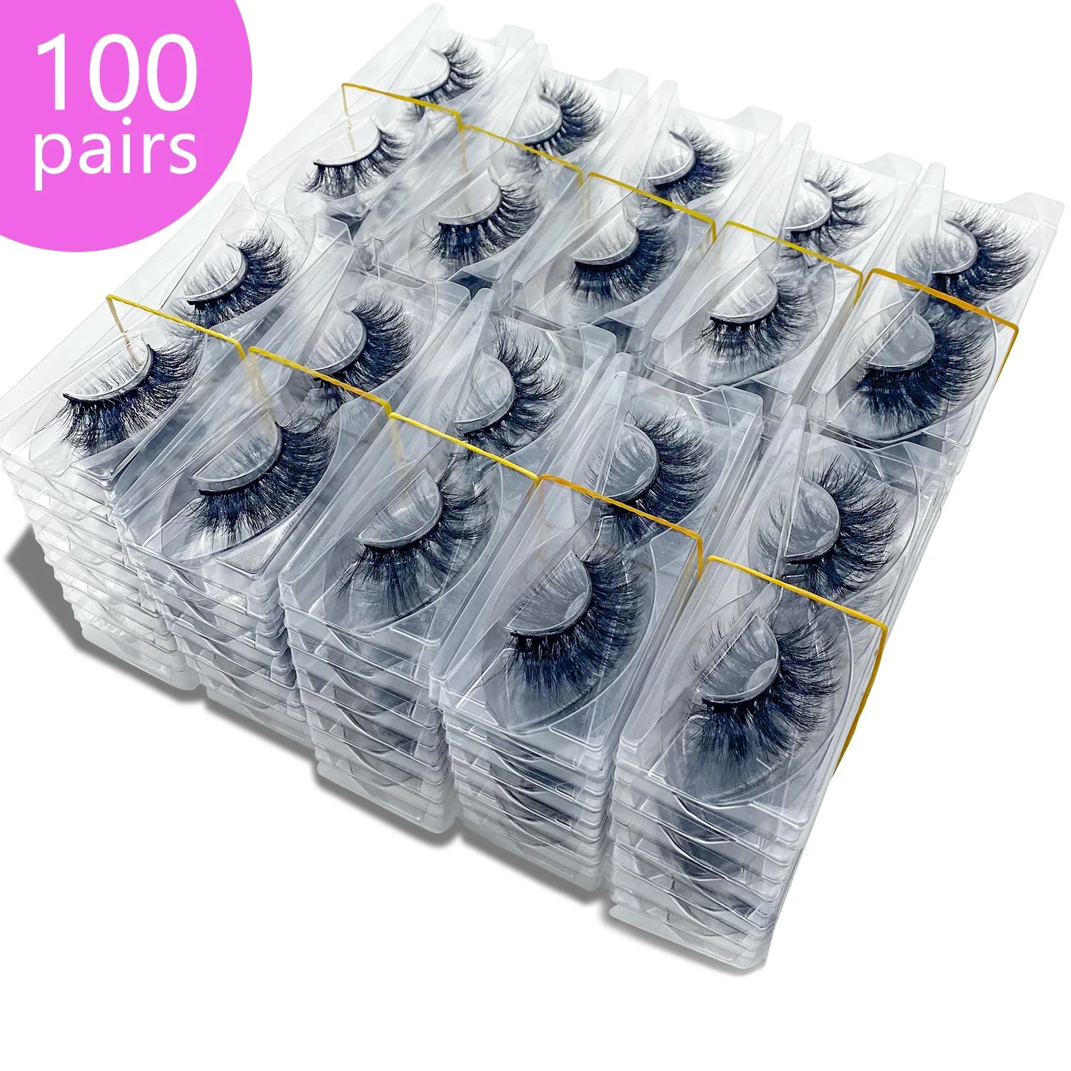 Wholesale 100pairs  Makeup Eyelash 3D Mink Lashes Fluffy Soft Wispy Volume Natural long Cross False Eyelashes Reusable Eyelash