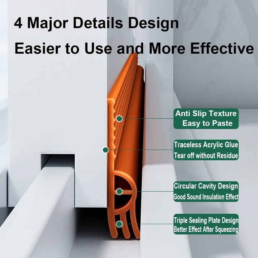 Noise Isolation Self-Adhesive Window Sealing Strip – Windproof & Weatherproof TPE Gap Filler