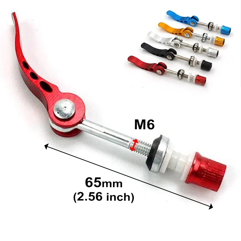 Bike Seatpost Clamp M6 x65mm Bicycle Quick Release Aluminum Seatpost Tube Clamp Lock Nut Saddle for Road MTB Bike 1/2/6pcs