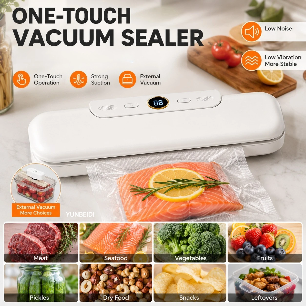 Vacuum Sealing Machine - Automatic One-Click Vacuum Sealing for Food Kitchen Home Use Food Preservation Packaging Machine 4