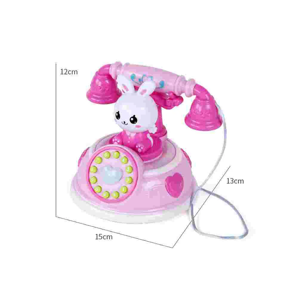 Toy Telephone Rotary Kids Play Children Plaything Pretend Landline Educational Fake Child Simulation Interactive Music Playhouse 4