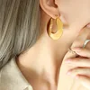 Fashion Glossy Stainless Steel Chunky Hoop Earrings for Women Gold Plated Thick Texture Geometric Circle Earring Vintage Jewelry 4