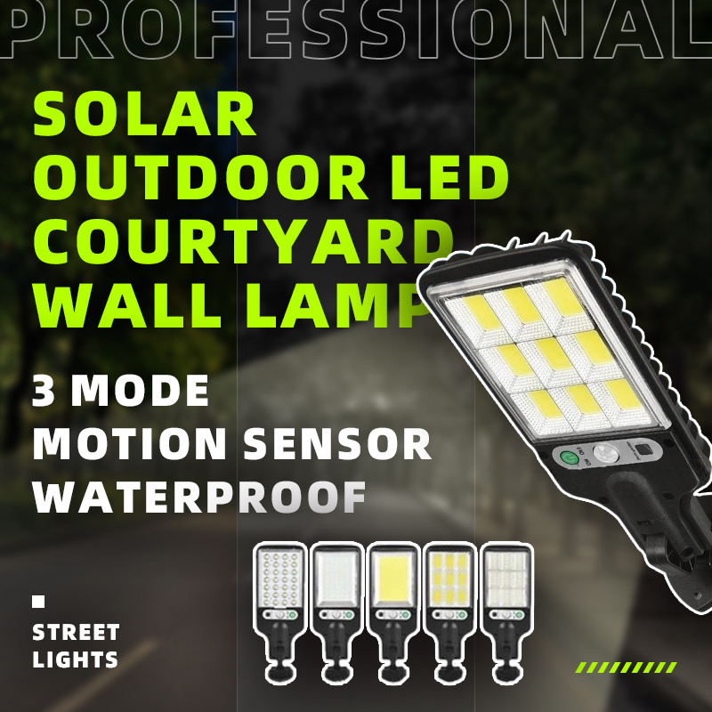 Solar Powered LED Wall Light Outdoor Waterproof Motion Sensor 3 Modes Security Lighting For Garden Patio Courtyard Pathway