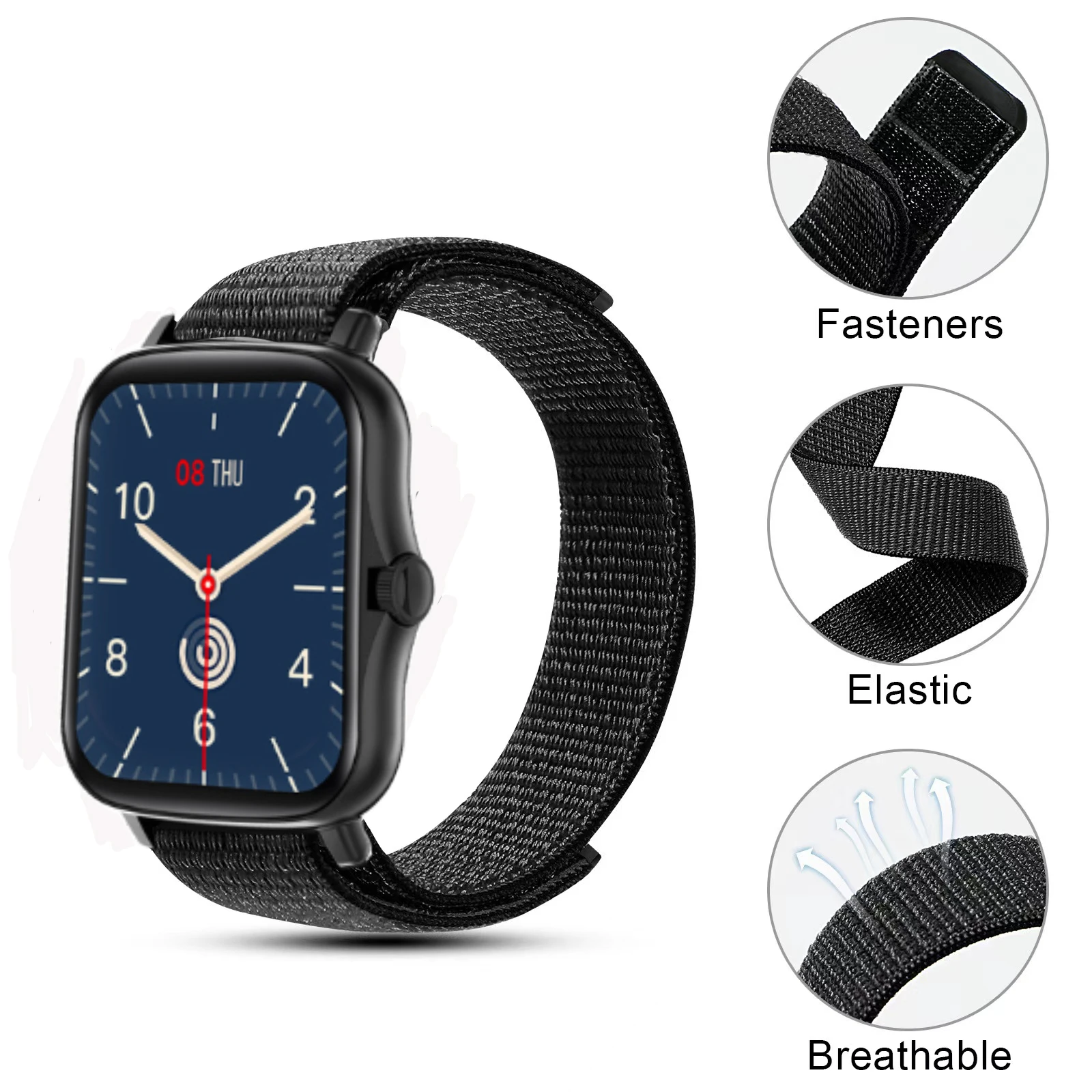 20mm Nylon Loop Watch Strap For Colmi P8 Plus/p8 Mix/p8 Plus Gt Sport