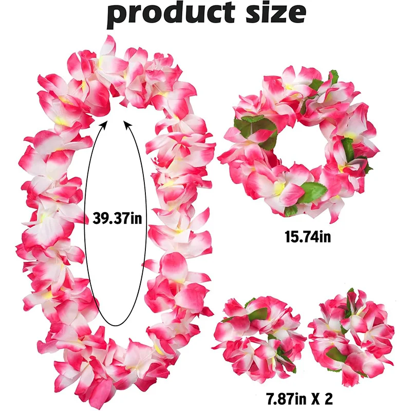 4Pcs/set Hawaiian Leis Garland Bracelets For Luau Summer Tropical Birthday Party Decoration Artificial Flower Wreath Necklace