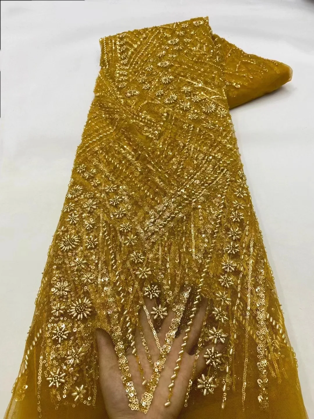 

Роскошная африканская кружевная ткань с блестками и бисером 2024, нигерийская Свадебная вышивка для невесты, французское Тюлевое Шитье