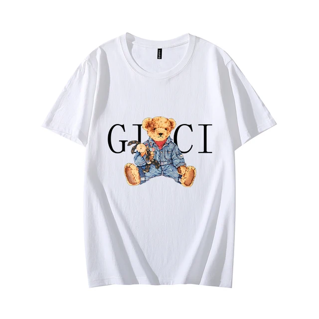 Louis Vuitton Logo Teddy Bear Luxury Brand T-Shirt For Men Women in 2023