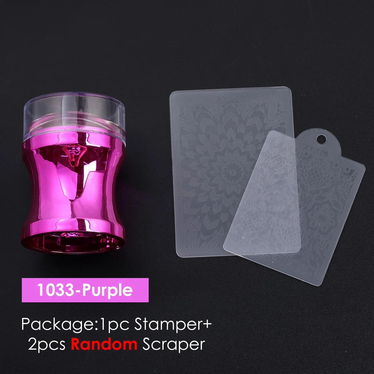 Transparent Silicone Nail Art Stamping Kit with Dual-Sided Stamper and Scraper for French Manicure Design