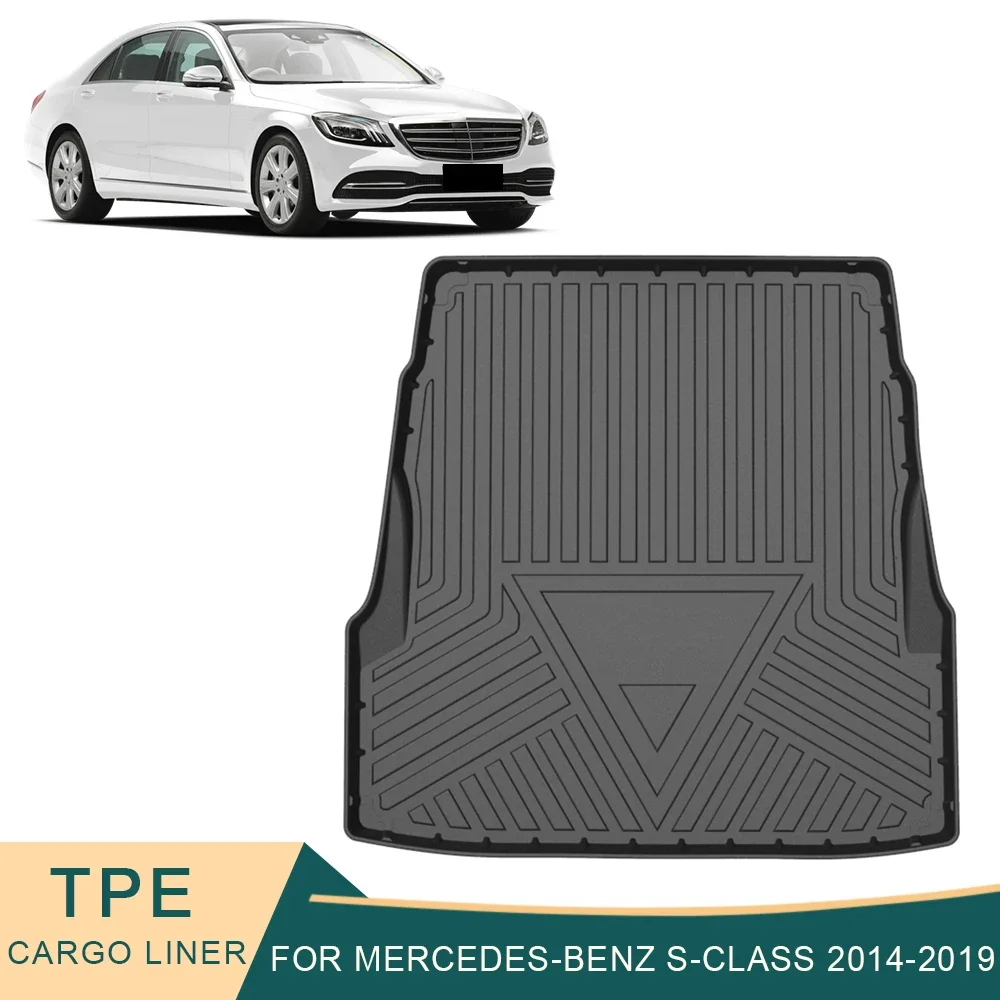 Tapis De Coffre Pour Mercedes Classe S W222 (2014-2019) - Beige - Imperméable Et Antidérapant - Protection Du Coffre