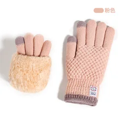 Women’s Winter Plush Jacquard Touchscreen Gloves - Warm, Knitted, and Cold - Resistant - One Size (A)