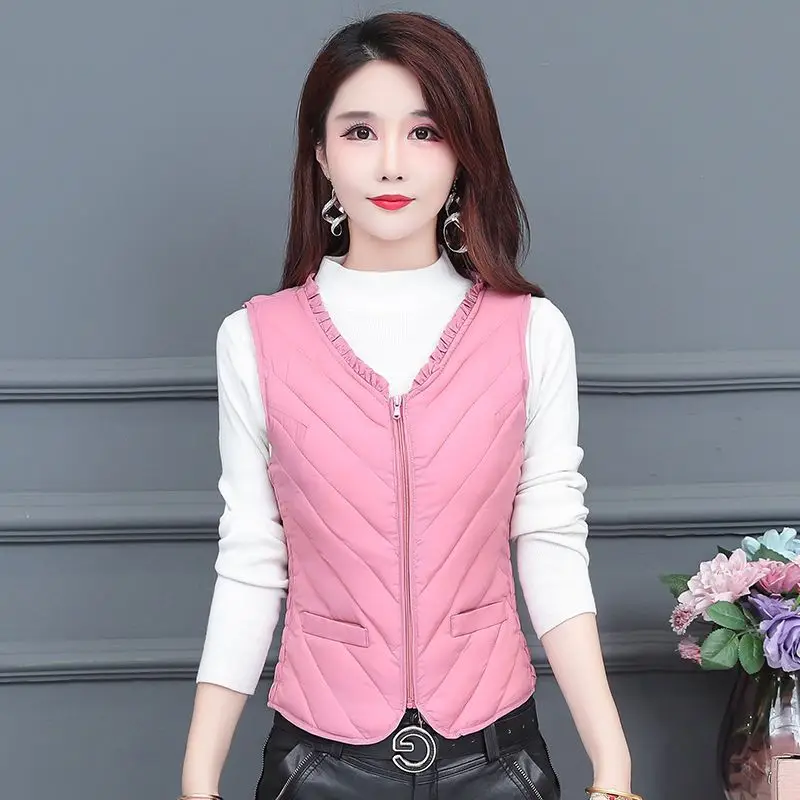 2023 Lightweight Slim-Fit  Women Short New Close-Fitting Waistcoat Liner Close-Fitting Autumn Winter New Down Cotton-Padded Vest