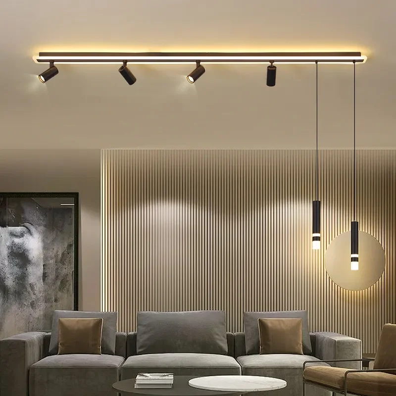 

Modern Led Chandelier Track Ceiling DIY Pendant Spotlight Background Wall Study Shop Rail Slide Track Light Home Luz Home Decor