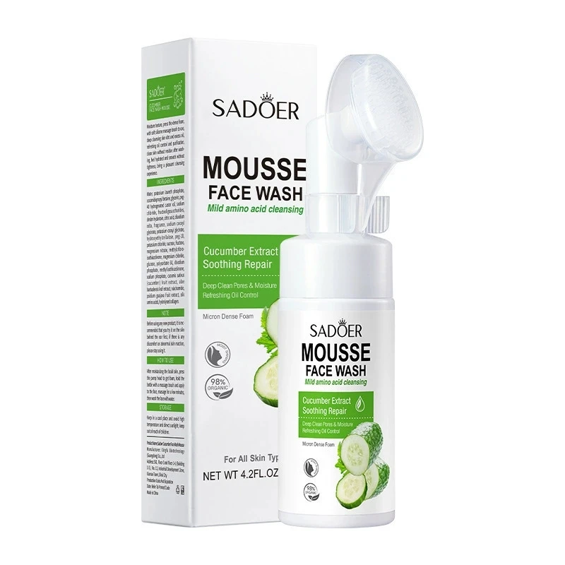 SAODER Fruits Cucumber Facial Cleanser Face Wash Foam Massasge Cleansing Mossee Moisturizing Skin Care Products