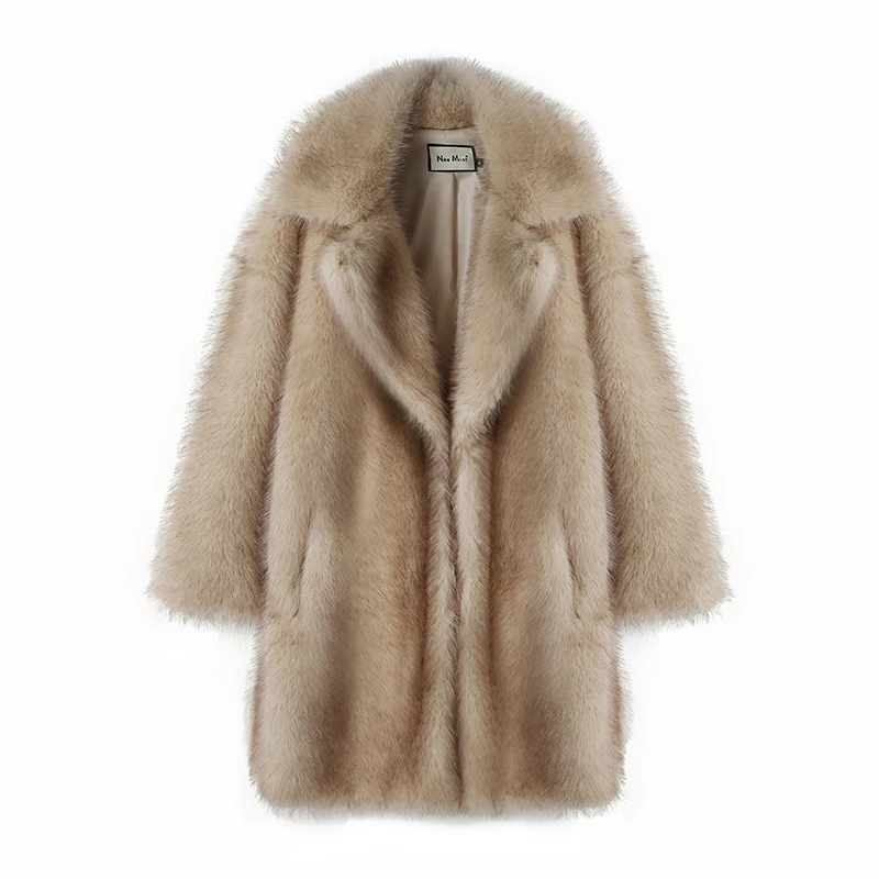 Luxury Brand Fluffy Faux Fur Jacket Women Winter Long Thicken Warm Gradient Fox Fur Coat Streetwear Furry Overcoat