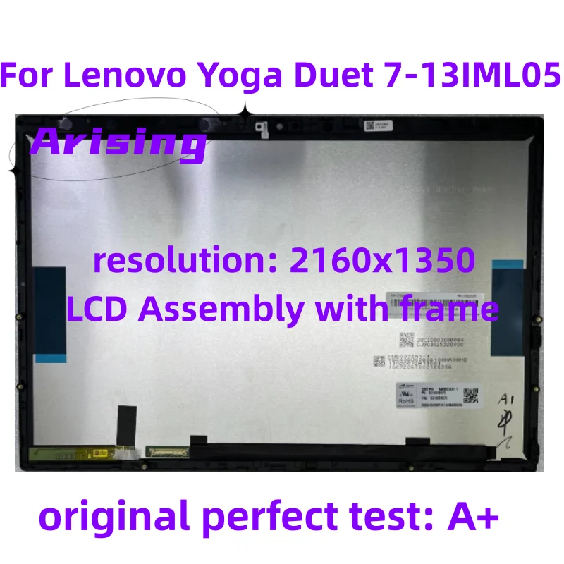

13.3" New Laptop Touchscrereen Assembly For Lenovo Yoga Duet 7-13IML05 Yoga Duet 7-13ITL6 Yoga Duet 7-13 5D10S39651 2160x1350