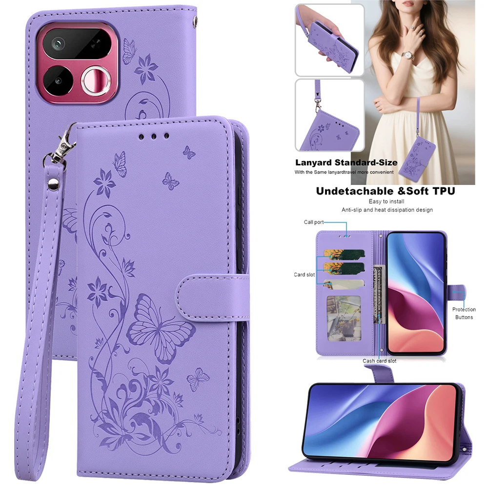 Leather Flip Phone Case - Elegant Book Cover Style