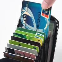 PU Credit Card Bag Multi Slot Card Holder Short Bank Card Cover Business Card Clip Zipper Vertical Handheld Bag for Women's Men' 2