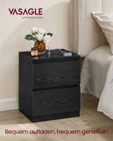 Прикроватная тумбочка VASAGLE с розетками, набор из 2 шт., приставной столик, 2 ящика, 2 розетки переменного тока, 1 порт USB-A