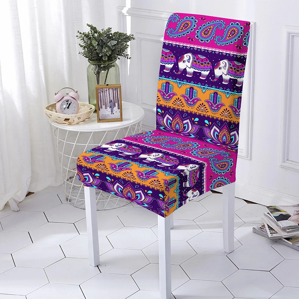 

Stretch Chair Cover Mandala Print Spandex Fabric Seat Cover Waterproof Dustproof Chair Slipcover Protector For Dining Room Decor