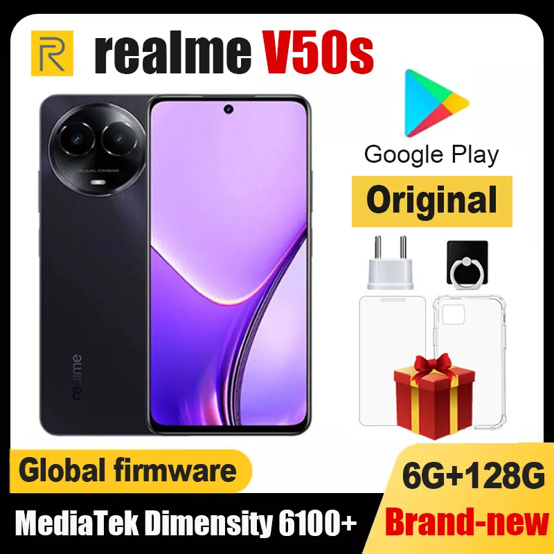 Realme V50s 5G 스마트폰 글로벌 펌웨어, 5000mAh, 6.72 인치 FHD, 120HZ, 18W, 64MP, MTK 디멘시티 6100, 와이파이, GPS, SIM, 안드로이드 